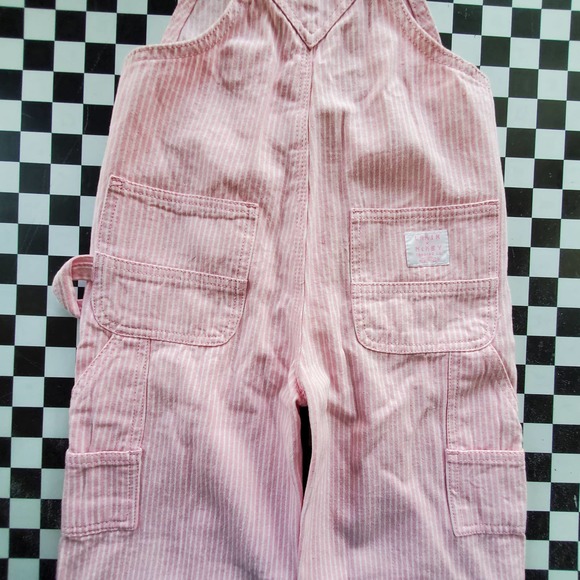 Lakin McKey Toddler Pink Hickory Striped Bib Overall Pants Sz 2T - Picture 5 of 9